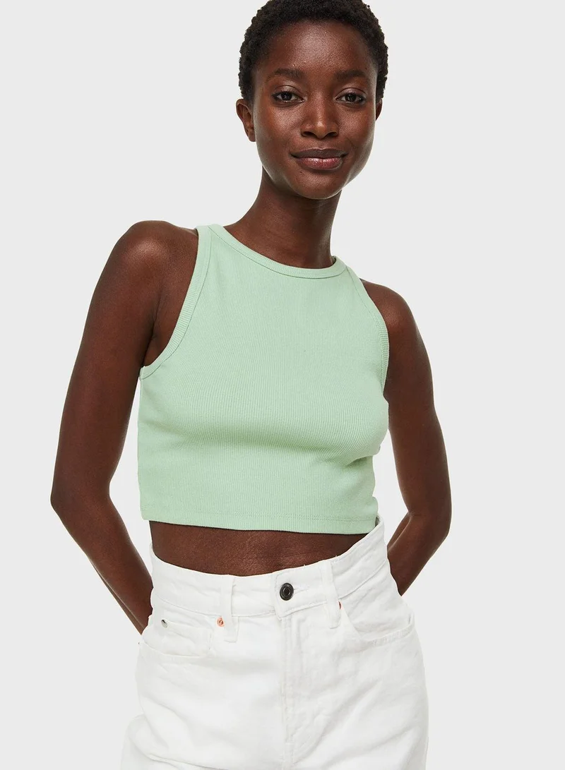 H&M Ribbed Knitted Crop Top
